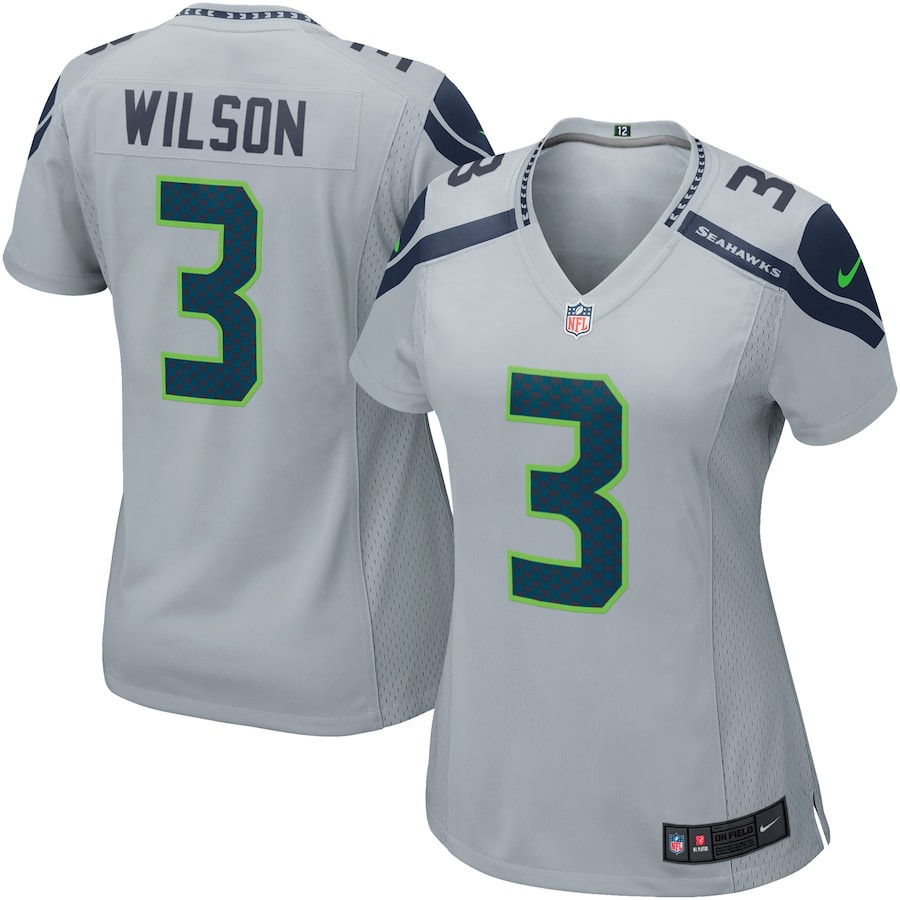 Russell Wilson 3 Seattle Seahawks Women Game Jersey - Gray JS4203 nicesnker