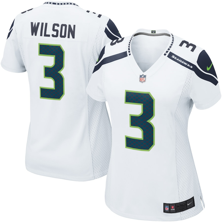 Russell Wilson 3 Seattle Seahawks Women Game Jersey - White JS2244 nicesnker