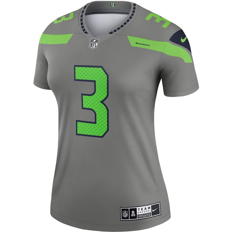Alternative view of Russell Wilson 3 Seattle Seahawks Women Inverted Legend Jersey - Gray JS7363 nicesnker