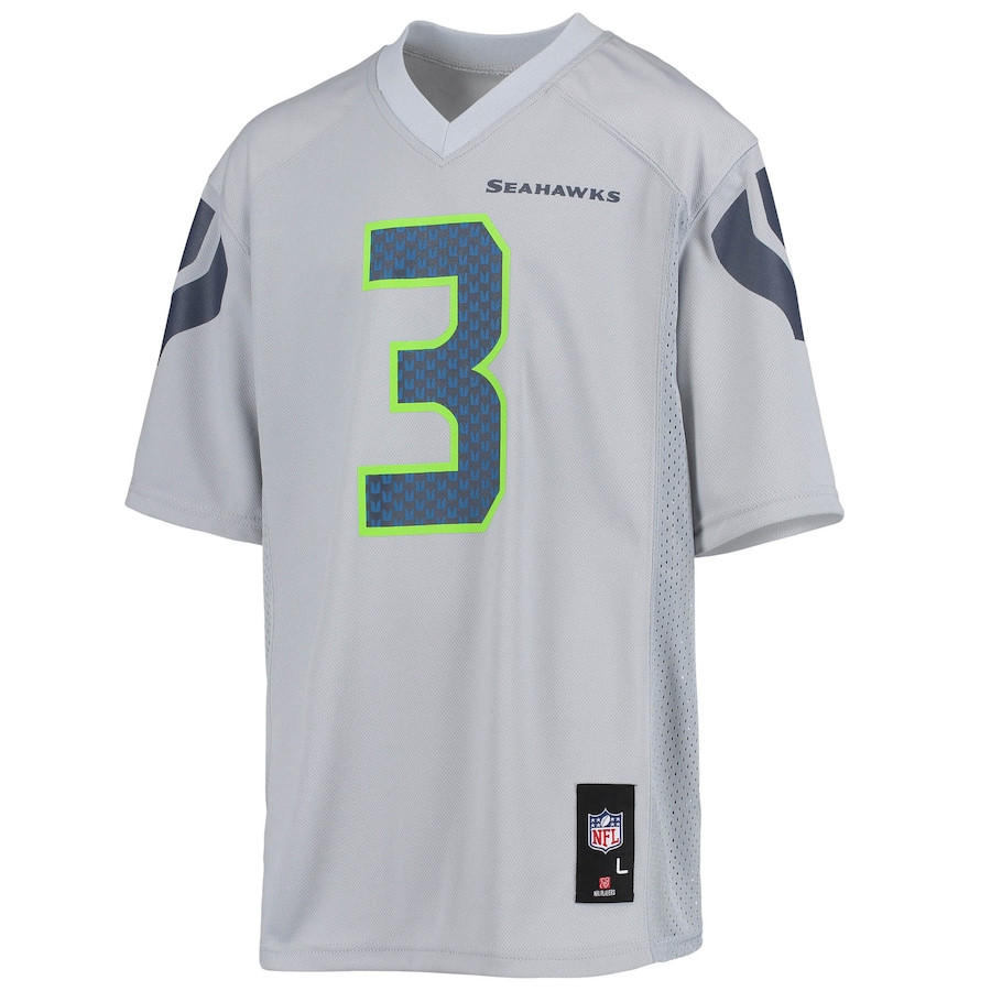Alternative view of Russell Wilson 3 Seattle Seahawks YOUTH Jersey - Gray JS4755 nicesnker