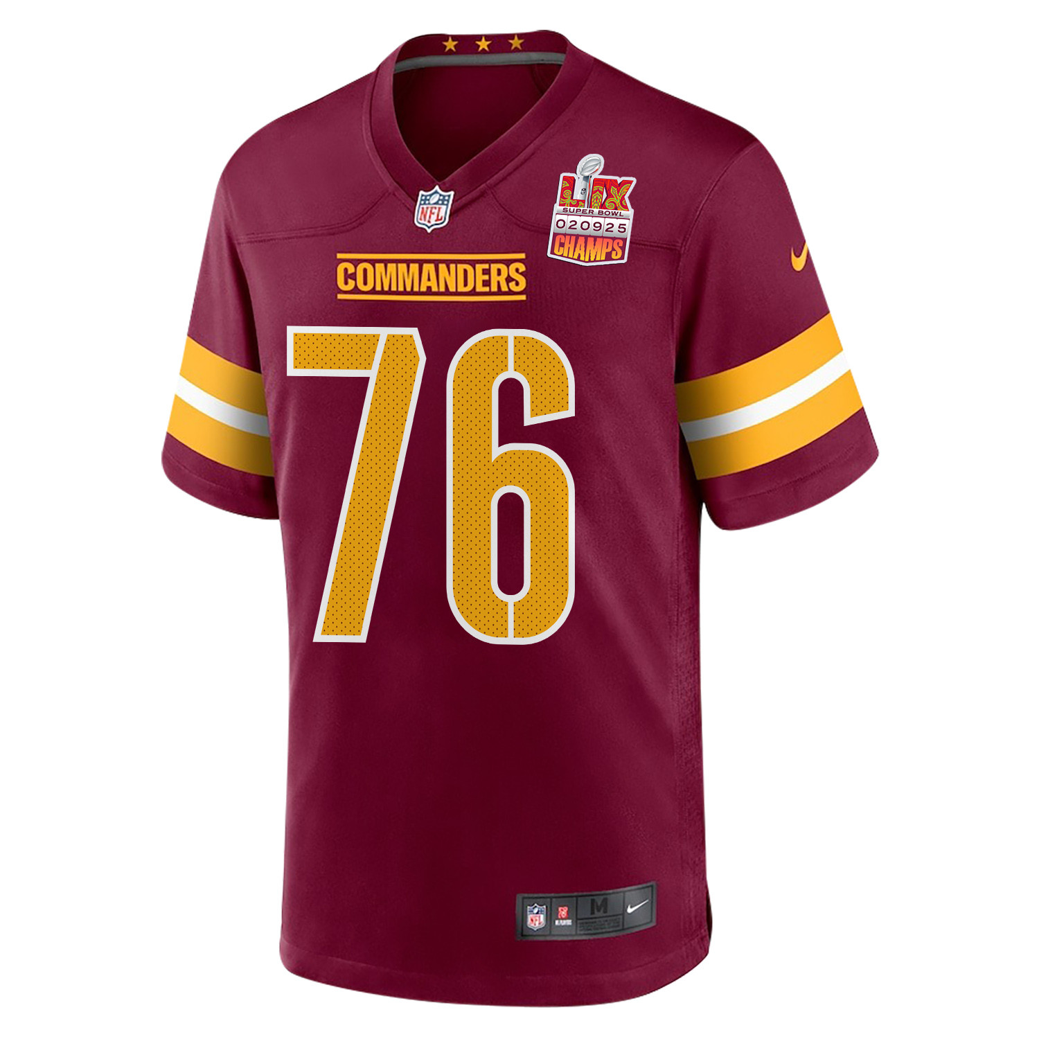 Sam Cosmi 76 Washington Commanders Super Bowl LIX Champions Patch Game Men Jersey - Burgundy JS8461 nicesnker - Image 3