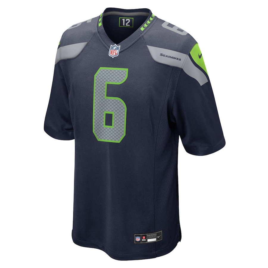 Alternative view of Sam Howell 6 Seattle Seahawks Game Men Jersey - College Navy JS5319 nicesnker