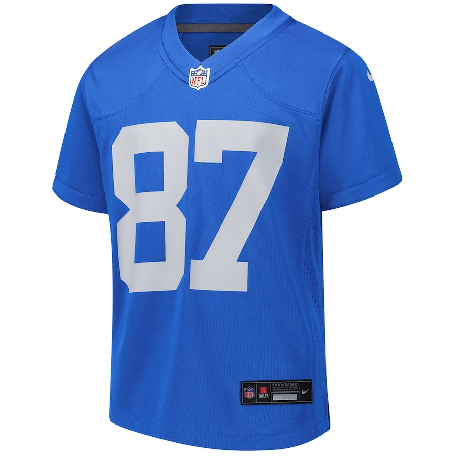 Alternative view of Sam LaPorta 87 Detroit Lions Alternate Game YOUTH Jersey - Blue JS8797 nicesnker