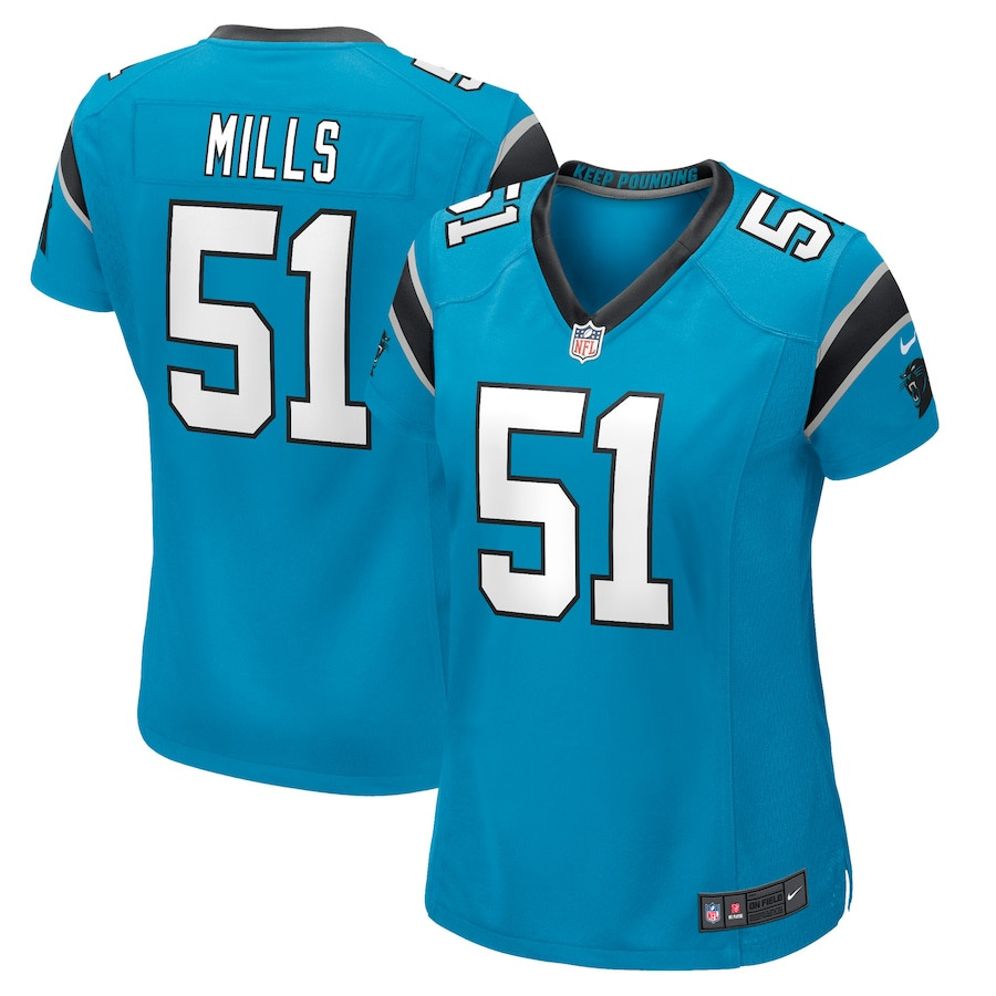 Sam Mills 51 Carolina Panthers Women Retired Jersey - Blue JS4292 nicesnker
