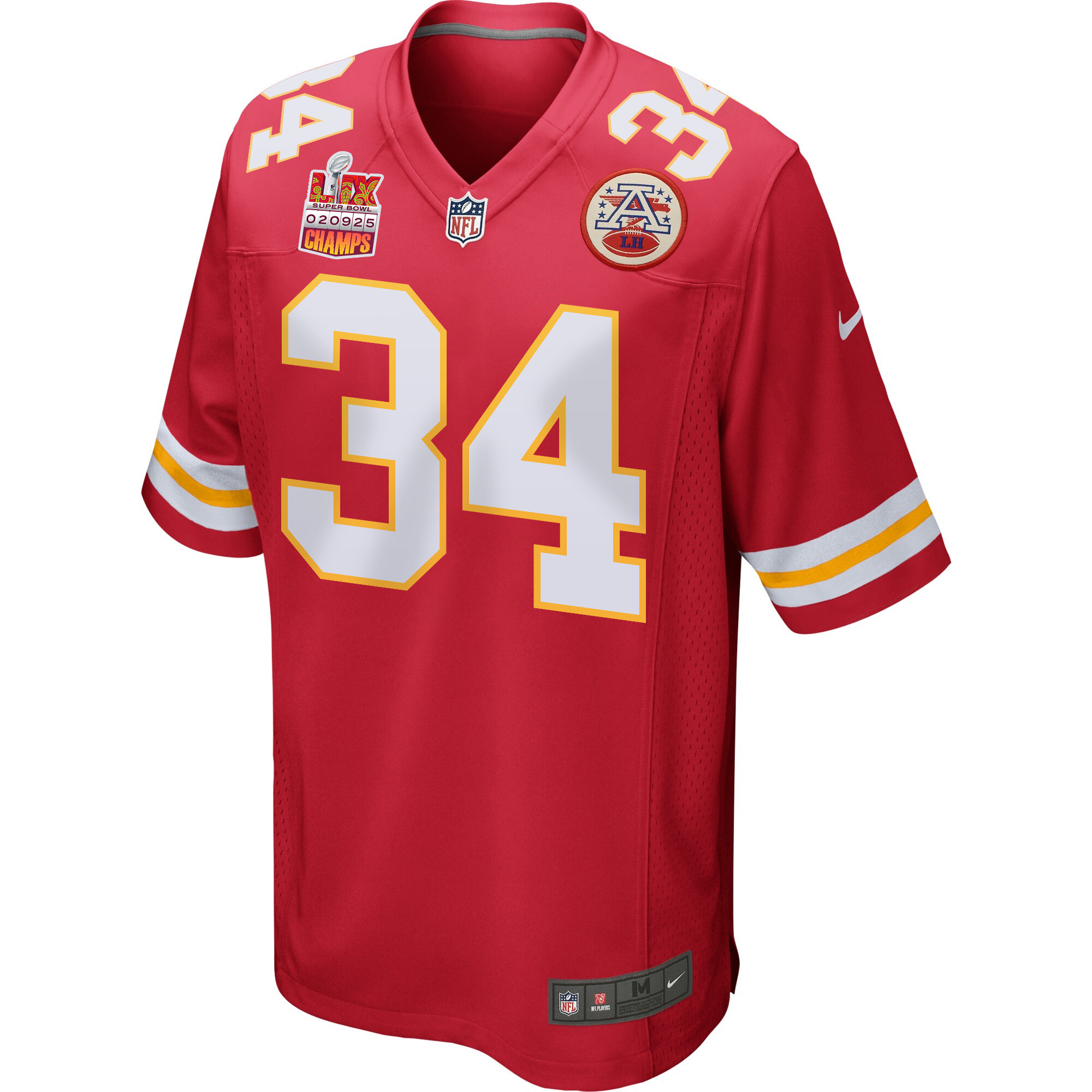 Samaje Perine 34 Kansas City Chiefs Super Bowl LIX Champions Patch Game Men Jersey - Red JS3478 nicesnker - Image 3