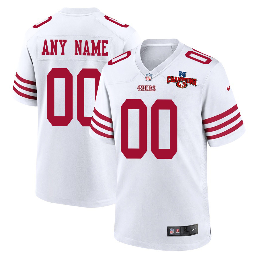 San Francisco 49ers NFC Champions Patch Game Men Custom Jersey - White JS5686 nicesnker