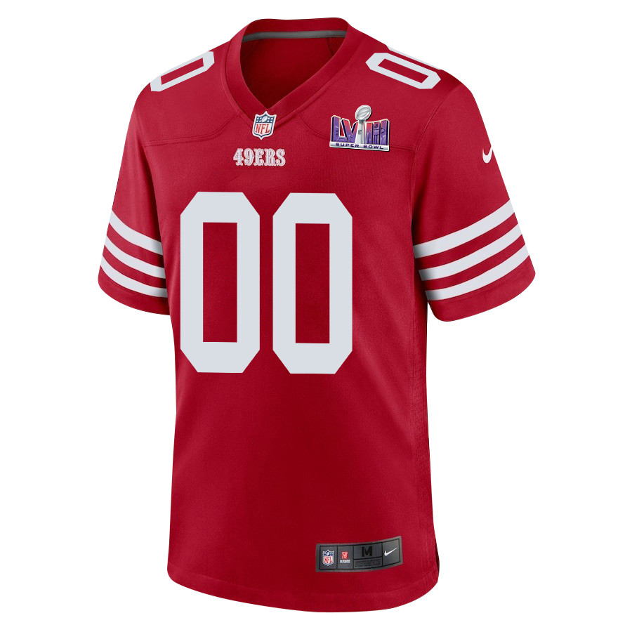 Alternative view of San Francisco 49ers Super Bowl LVIII Patch Game Men Custom Jersey - Scarlet JS7046 nicesnker