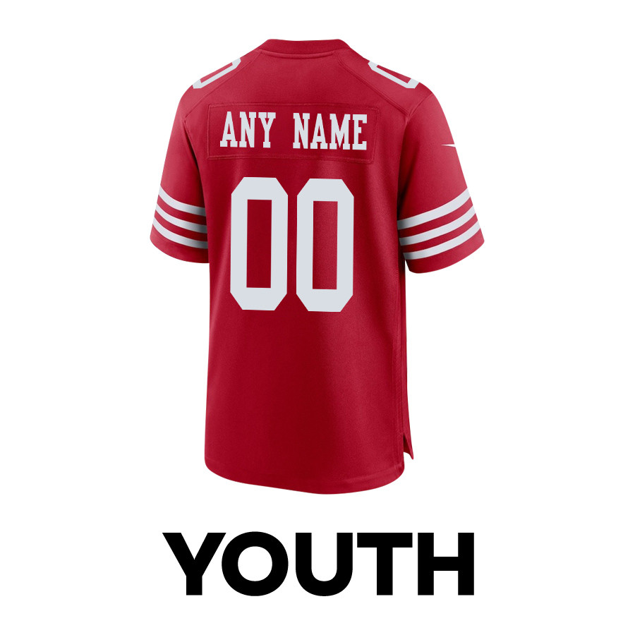 San Francisco 49ers Super Bowl LVIII Patch Game YOUTH Custom Jersey - Scarlet JS1764 nicesnker - Image 3