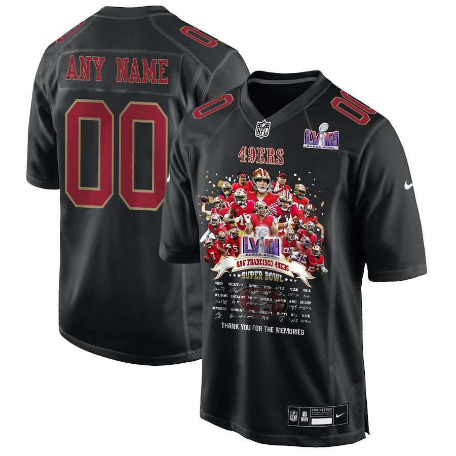 San Francisco 49ers Super Bowl LVIII Thanks For Memories Fashion Game Custom Men Jersey - Carbon Black JS3658 nicesnker