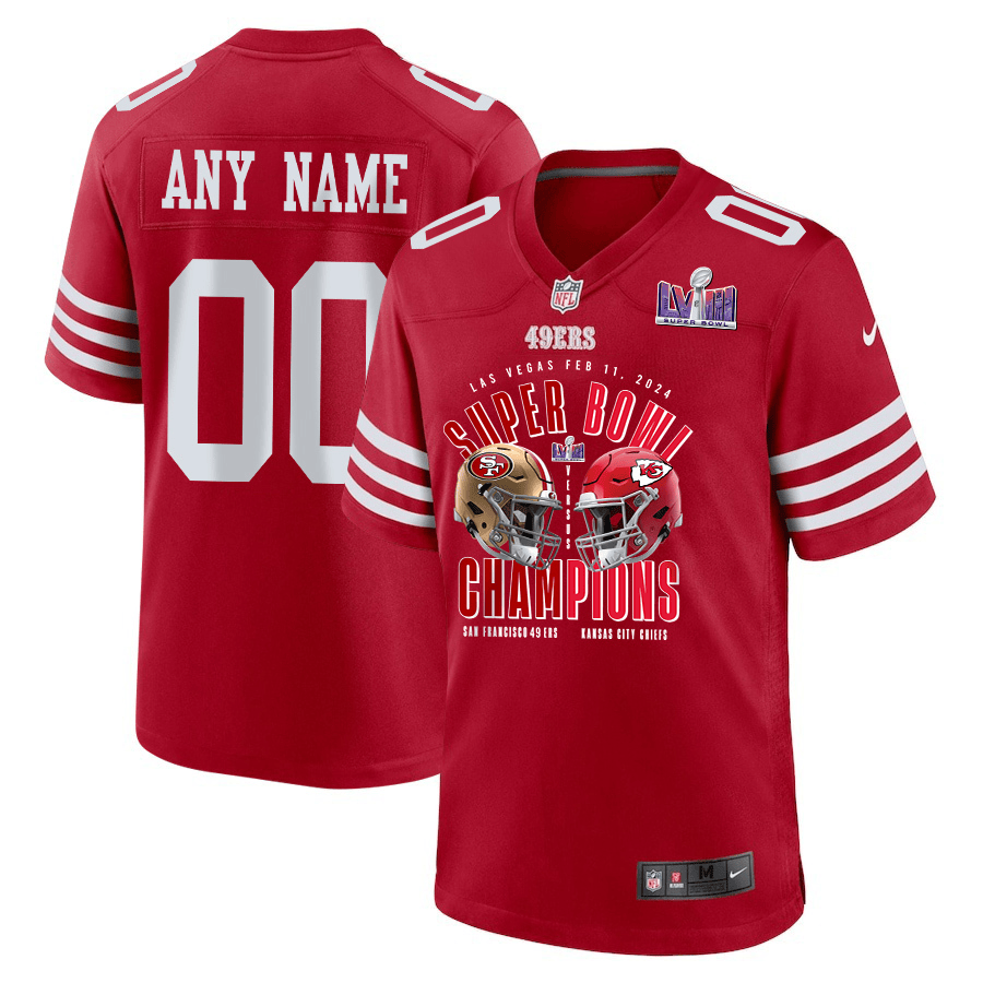 San Francisco 49ers vs. Kansas City Chiefs Super Bowl LVIII Matchup Game Custom Men Jersey - Scarlet JS9551 nicesnker