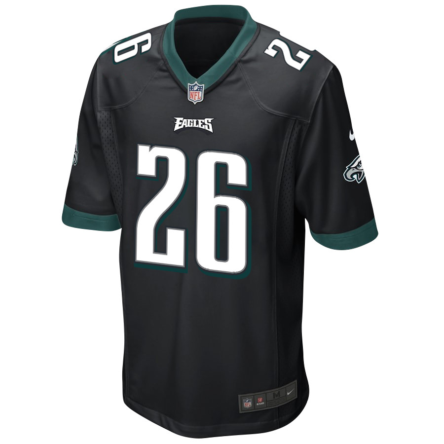Alternative view of Saquon Barkley 26 Philadelphia Eagles Alternate Game Men Jersey - Black JS7393 nicesnker