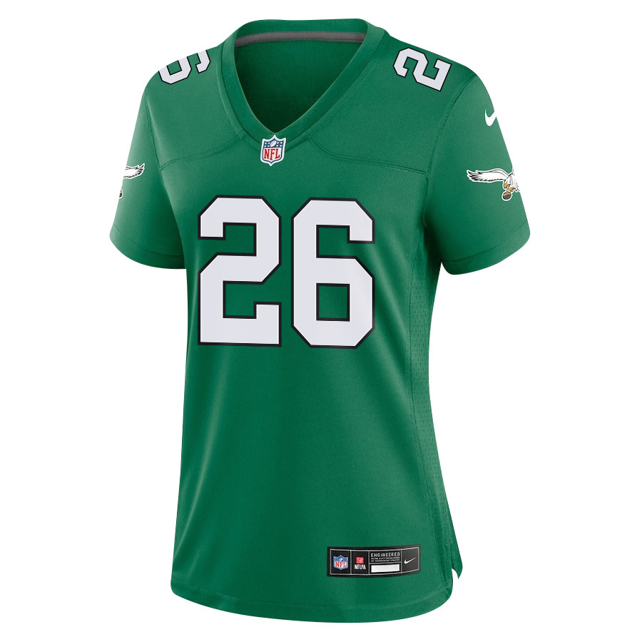 Alternative view of Saquon Barkley 26 Philadelphia Eagles Alternate Game Women Jersey - Kelly Green JS7598 nicesnker