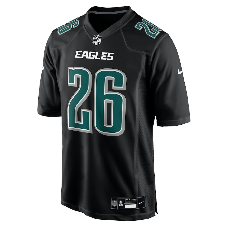 Alternative view of Saquon Barkley 26 Philadelphia Eagles Fashion Game Men Jersey - Carbon Black JS3974 nicesnker