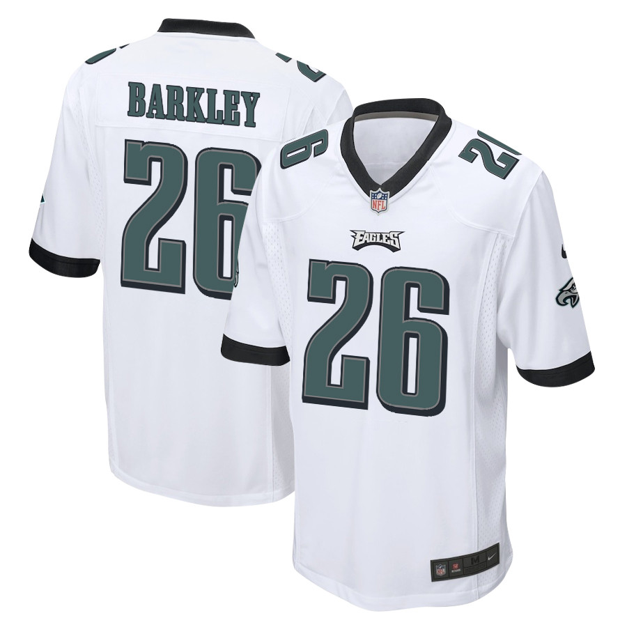 Saquon Barkley 26 Philadelphia Eagles Game Men Jersey - White JS9355 nicesnker