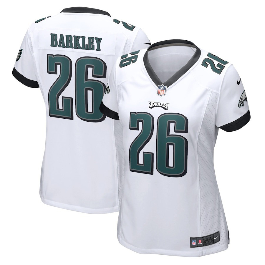 Saquon Barkley 26 Philadelphia Eagles Game Women Jersey - White JS5204 nicesnker