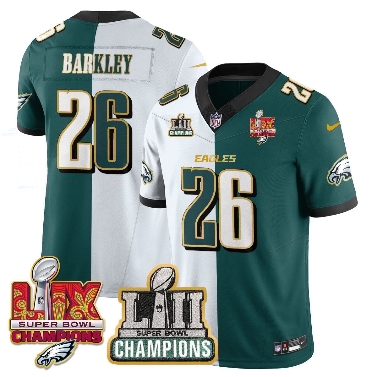 Saquon Barkley 26 Philadelphia Eagles LII-LIX Super Bowl Champions Vapor Limited Gold Jersey - Split JS5723 nicesnker