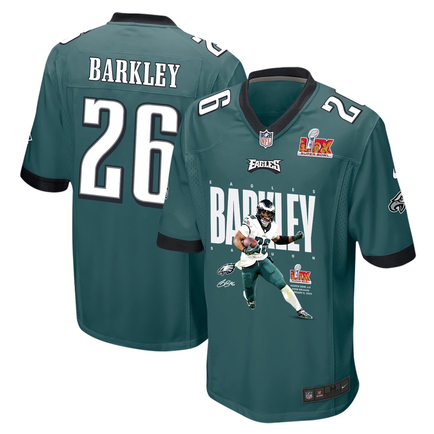 Saquon Barkley 26 Philadelphia Eagles 'Quon Solo' Game Men Jersey - Midnight Green JS5127 nicesnker
