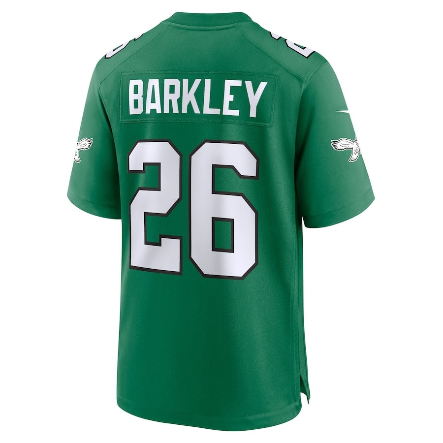 Saquon Barkley 26 Philadelphia Eagles Super Bowl LIX 2nd Alternate Game Jersey - Kelly Green JS4501 nicesnker - Image 3
