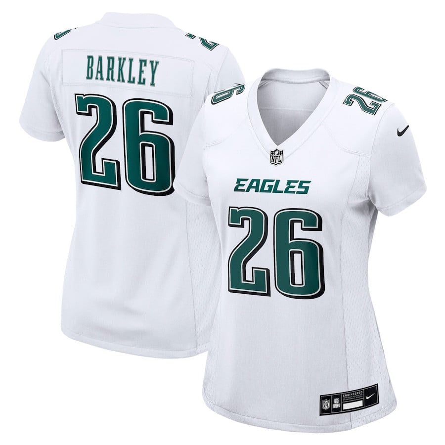 Saquon Barkley 26 Philadelphia Eagles Women's Fashion Game Jersey - Tundra White JS4900 nicesnker