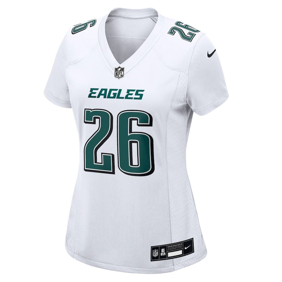 Alternative view of Saquon Barkley 26 Philadelphia Eagles Women's Fashion Game Jersey - Tundra White JS4900 nicesnker
