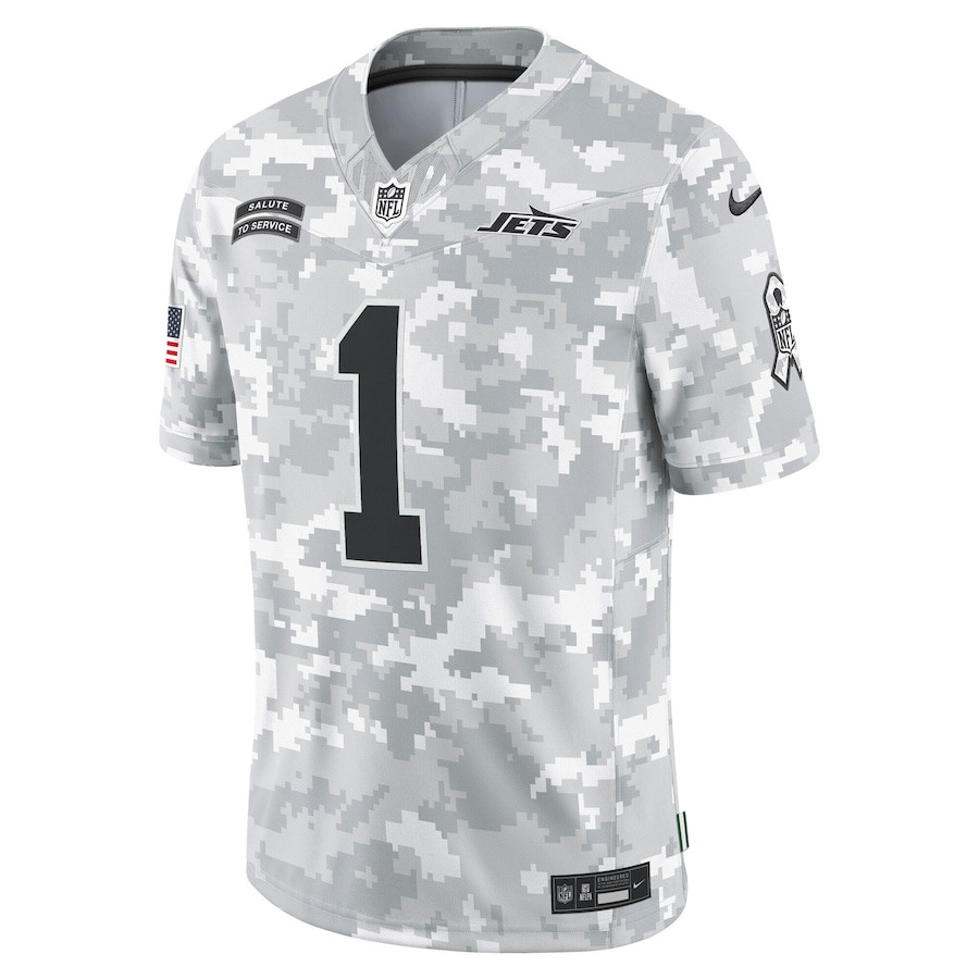 Alternative view of Sauce Gardner 1 New York Jets 2024 Salute to Service Limited Men Jersey - Arctic Camo JS4892 nicesnker