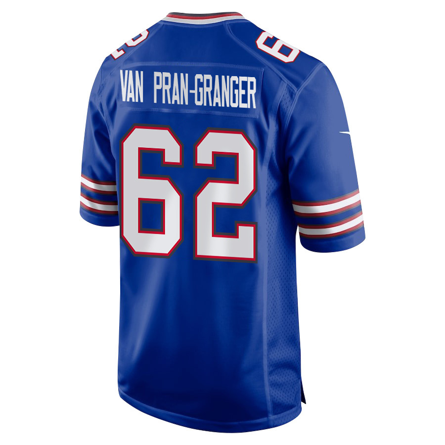 Alternative view of Sedrick Van Pran-Granger 62 Buffalo Bills Super Bowl LIX New Orleans Patch Game Men Jersey - Royal JS3296 nicesnker