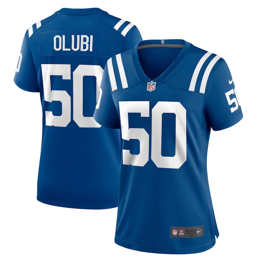 Segun Olubi 50 Indianapolis Colts Women's Game Jersey - Royal JS7609 nicesnker