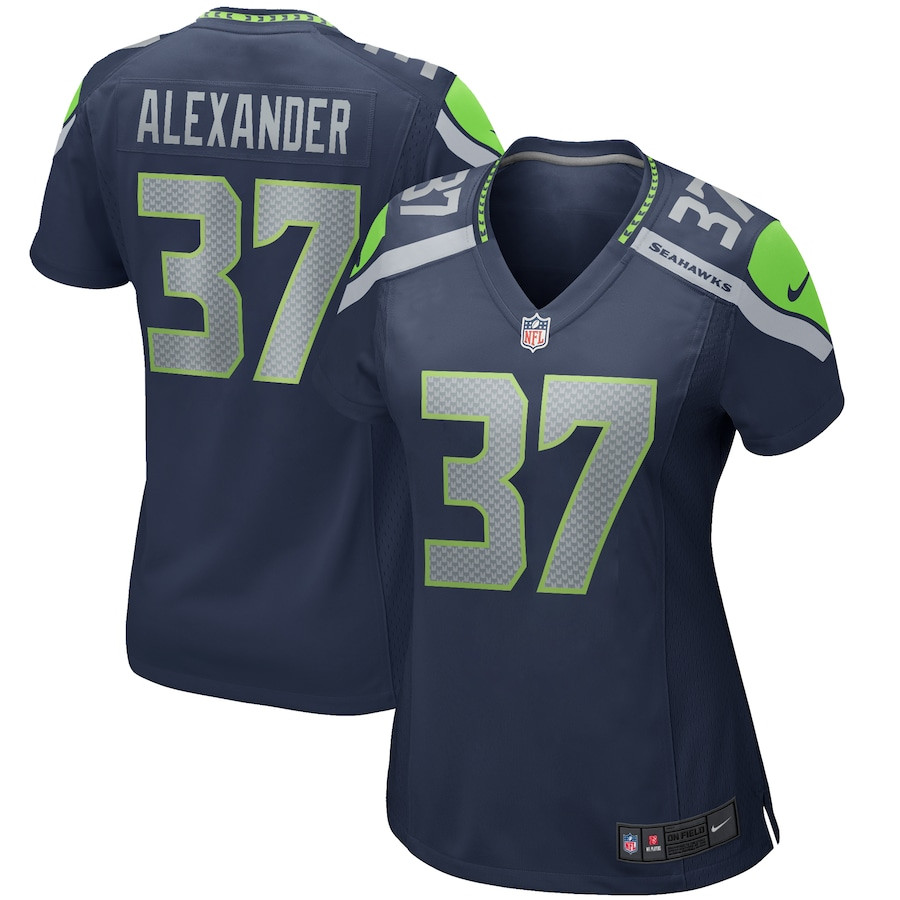 Shaun Alexander 37 Seattle Seahawks Women Game Retired Jersey - College Navy JS2827 nicesnker