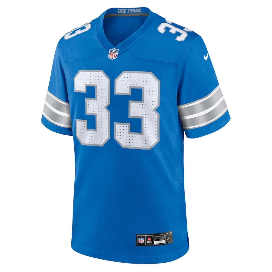 Alternative view of Sione Vaki 33 Detroit Lions Team Game Men Jersey - Blue JS1800 nicesnker