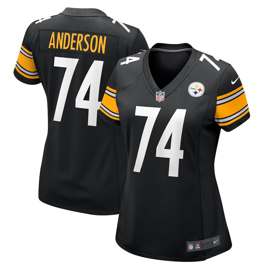Spencer Anderson 74 Pittsburgh Steelers Women's Game Jersey - Black JS5095 nicesnker