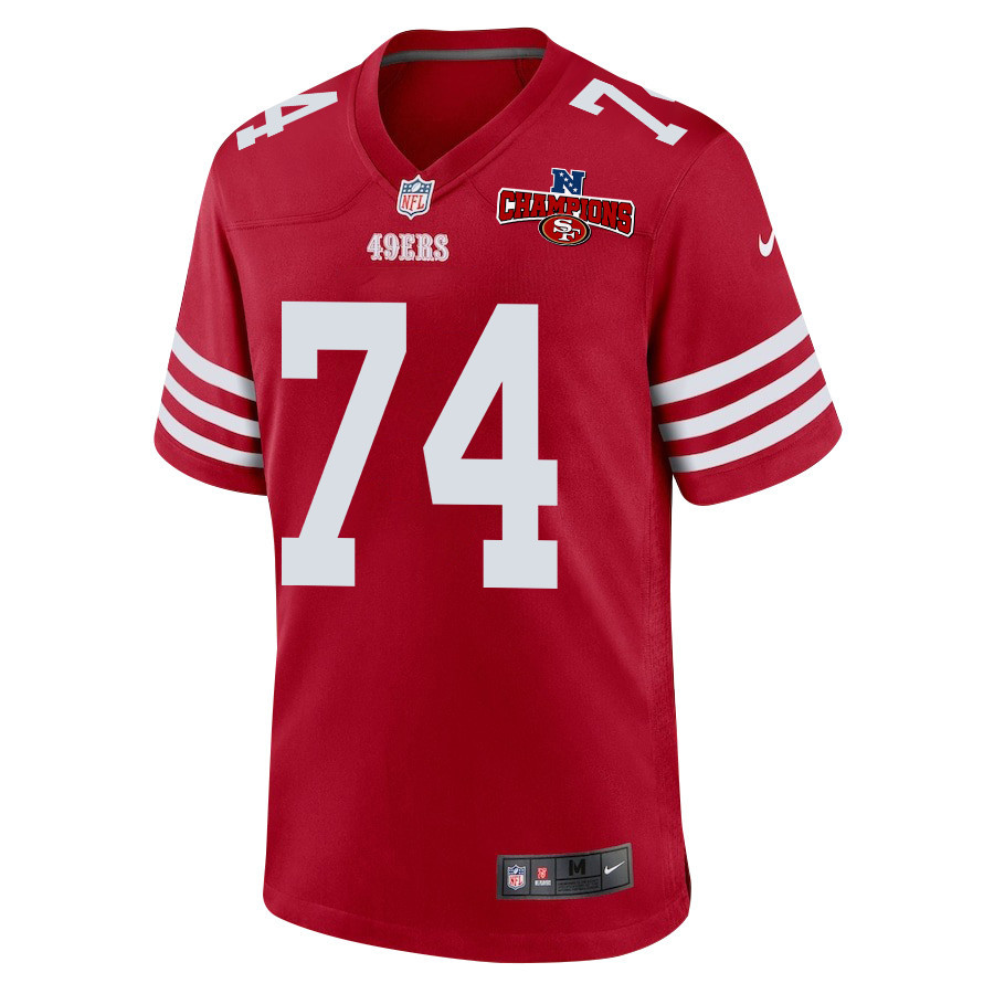 Alternative view of Spencer Burford 74 San Francisco 49ers NFC Champions Patch Game Men Jersey - Scarlet JS9993 nicesnker
