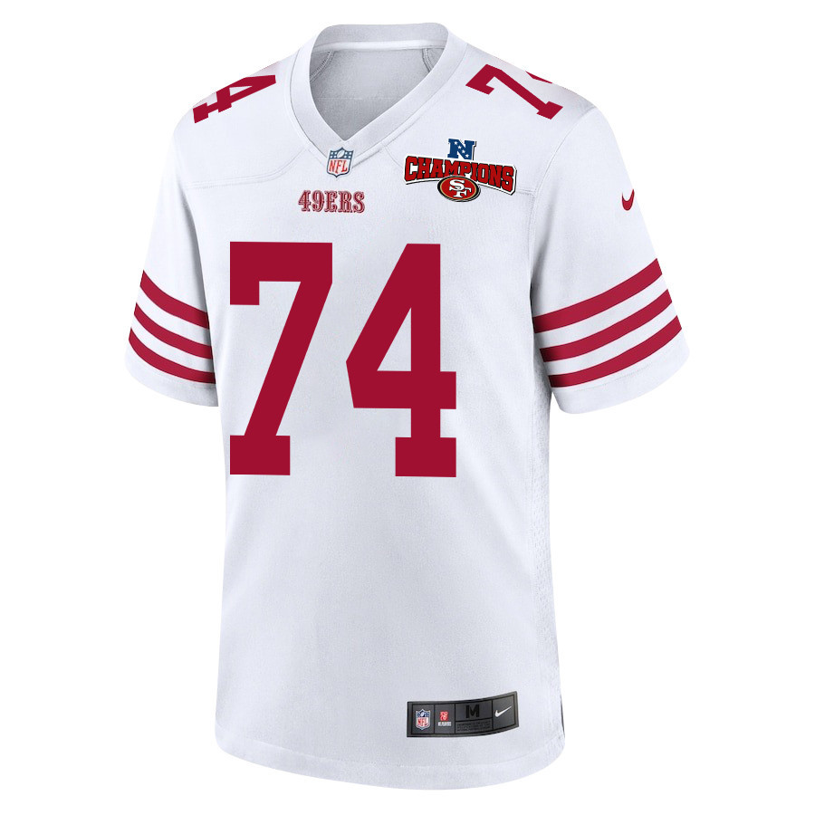 Alternative view of Spencer Burford 74 San Francisco 49ers NFC Champions Patch Game Men Jersey - White JS5801 nicesnker