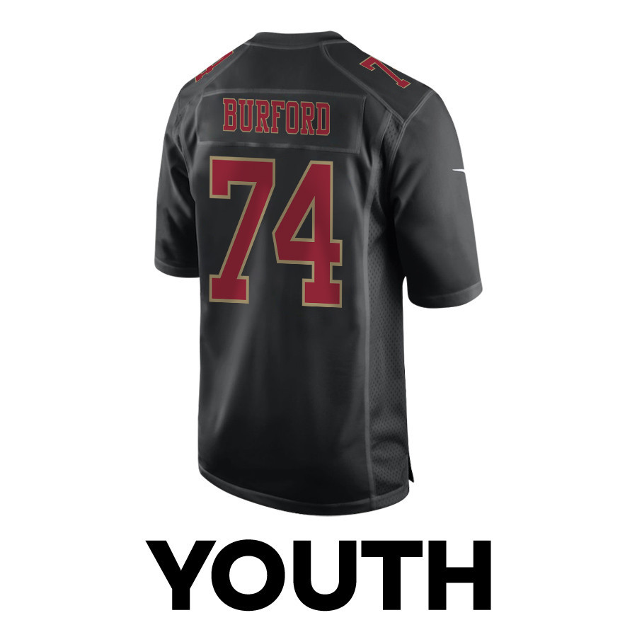 Spencer Burford 74 San Francisco 49ers Super Bowl LVIII Patch Fashion Game YOUTH Jersey - Carbon Black JS4115 nicesnker - Image 3