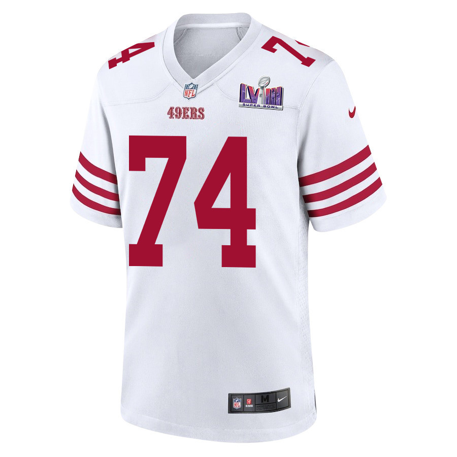 Alternative view of Spencer Burford 74 San Francisco 49ers Super Bowl LVIII Patch Game Men Jersey - White JS1643 nicesnker