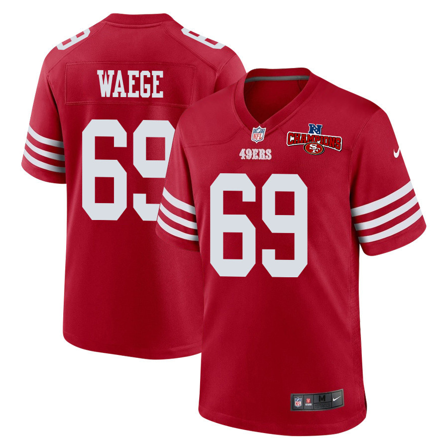 Spencer Waege 69 San Francisco 49ers NFC Champions Patch Game Men Jersey - Scarlet JS4267 nicesnker