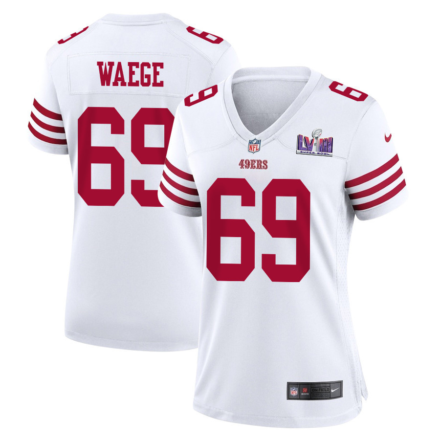 Spencer Waege 69 San Francisco 49ers Super Bowl LVIII Patch Game Women Jersey - White JS8043 nicesnker