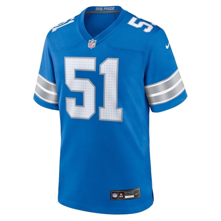 Alternative view of Steele Chambers 51 Detroit Lions Game Men Jersey - Blue JS2553 nicesnker