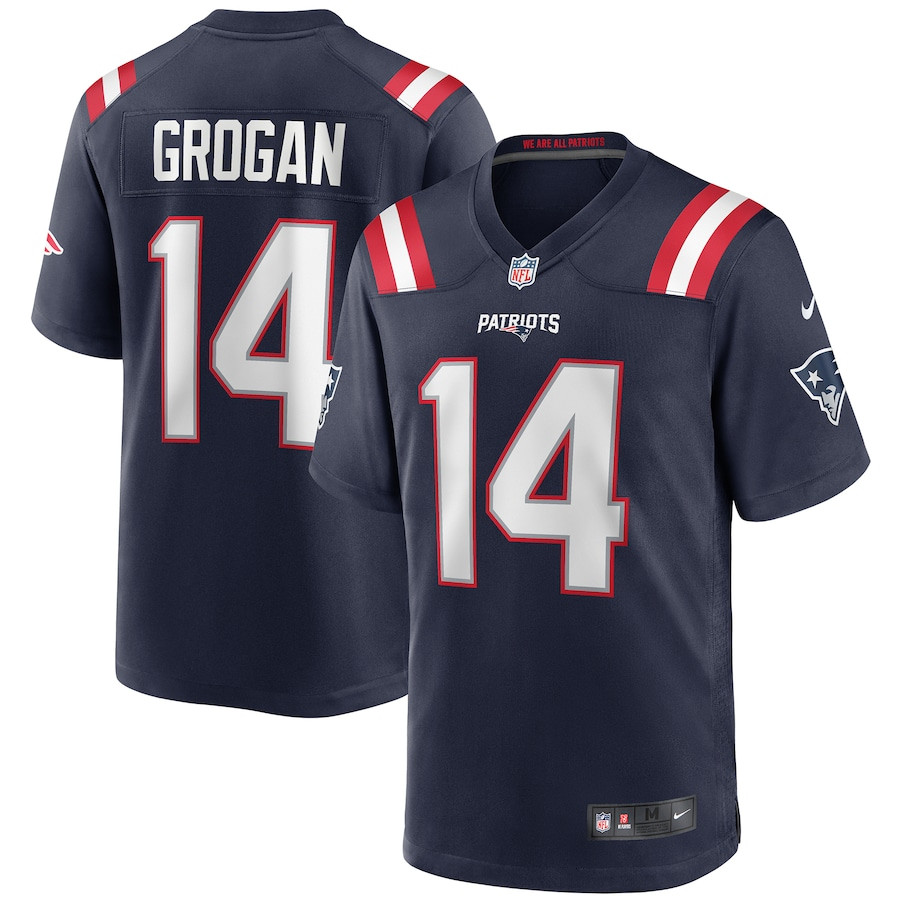 Steve Grogan 14 New England Patriots Men Game Retired Jersey - Navy JS2274 nicesnker