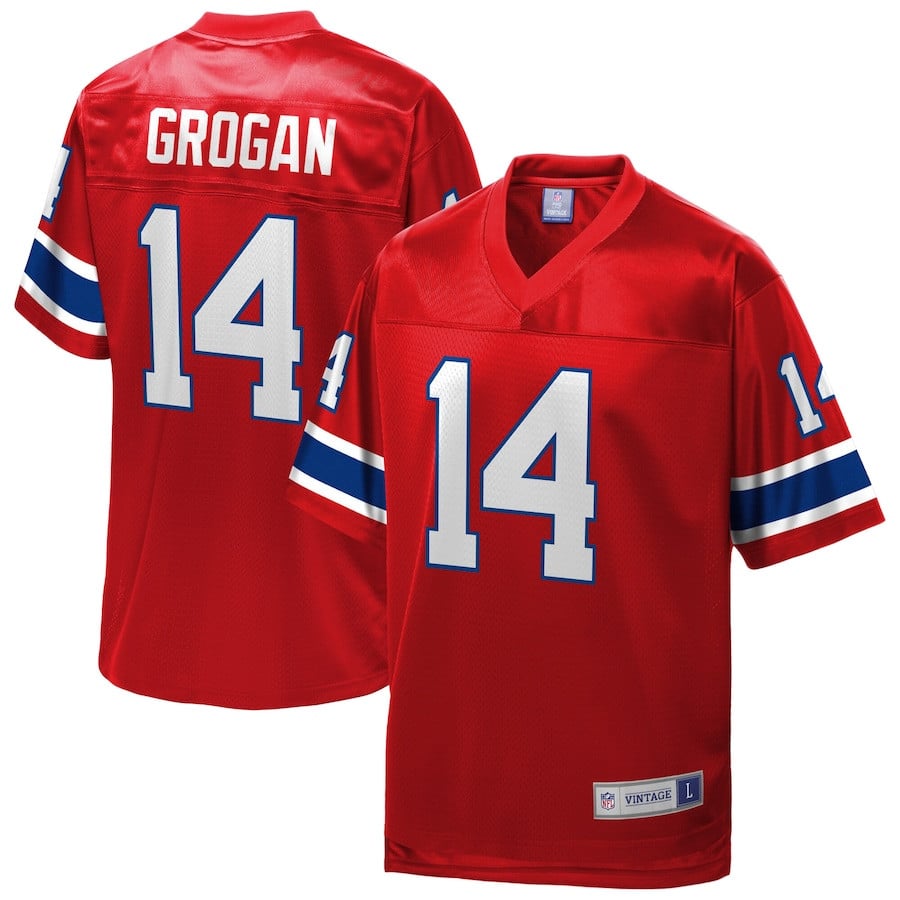 Steve Grogan 14 New England Patriots Pro Line Vintage Men Retired Jersey - Red JS7073 nicesnker