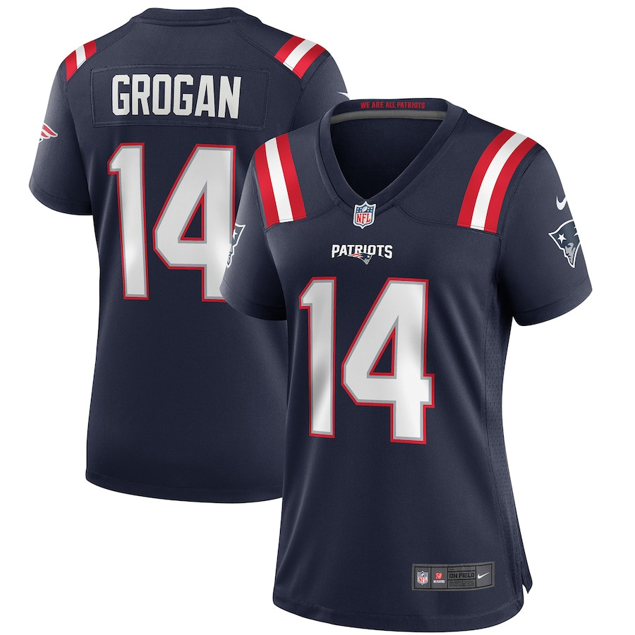 Steve Grogan 14 New England Patriots Women Game Retired Jersey - Navy JS5673 nicesnker