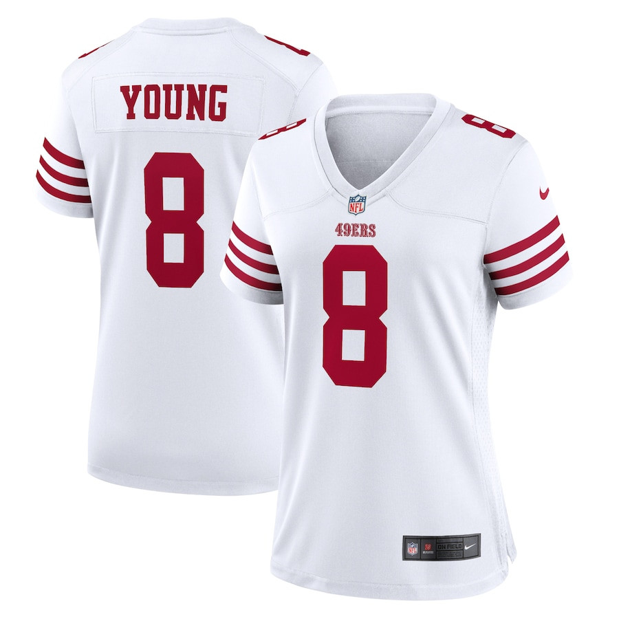 Steve Young 8 San Francisco 49ers Women Retired Game Jersey - White JS3032 nicesnker