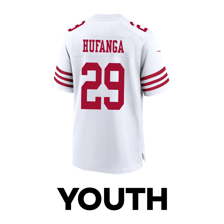 Talanoa Hufanga 29 San Francisco 49ers Super Bowl LVIII Patch Game YOUTH Jersey - White JS3737 nicesnker - Image 3