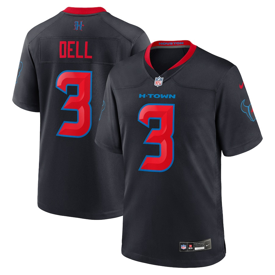 Tank Dell 3 Houston Texans 2nd Alternate Game Men Jersey - Navy JS6432 nicesnker