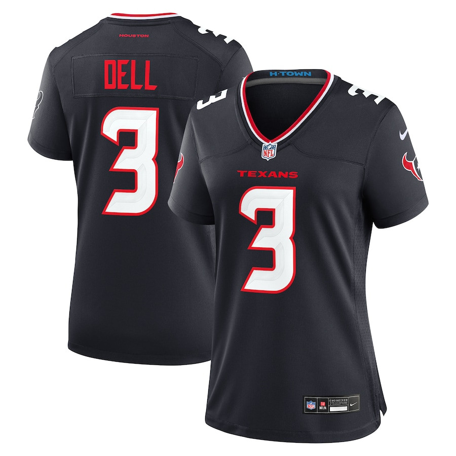 Tank Dell 3 Houston Texans Women's Team Game Jersey - Navy JS4395 nicesnker
