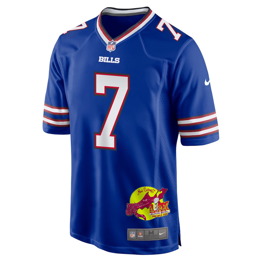Taron Johnson 7 Buffalo Bills Super Bowl LIX New Orleans Patch Game Men Jersey - Royal JS5441 nicesnker - Image 3
