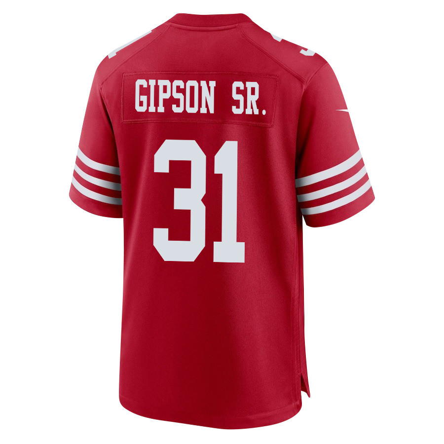 Tashaun Gipson Sr. 31 San Francisco 49ers Super Bowl LVIII Patch Game Men Jersey - Scarlet JS4170 nicesnker - Image 3