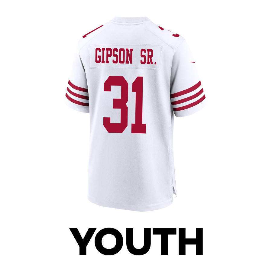 Tashaun Gipson Sr. 31 San Francisco 49ers Super Bowl LVIII Patch Game YOUTH Jersey - White JS7699 nicesnker - Image 3