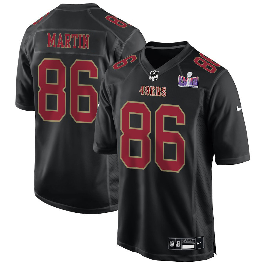 Tay Martin 86 San Francisco 49ers Super Bowl LVIII Patch Fashion Game Men Jersey - Carbon Black JS9954 nicesnker