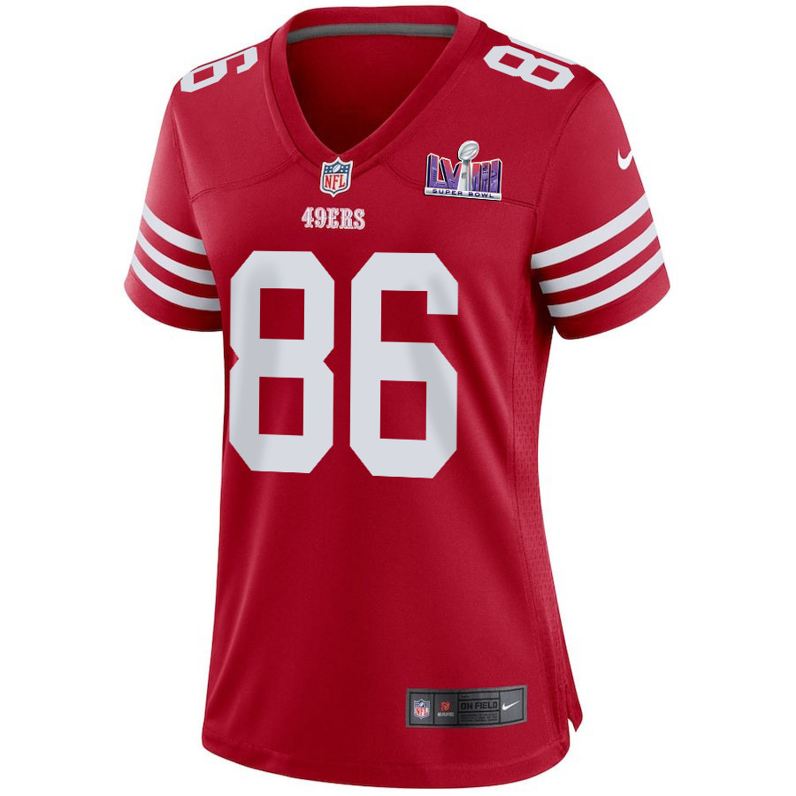 Alternative view of Tay Martin 86 San Francisco 49ers Super Bowl LVIII Patch Game Women Jersey - Scarlet JS9848 nicesnker
