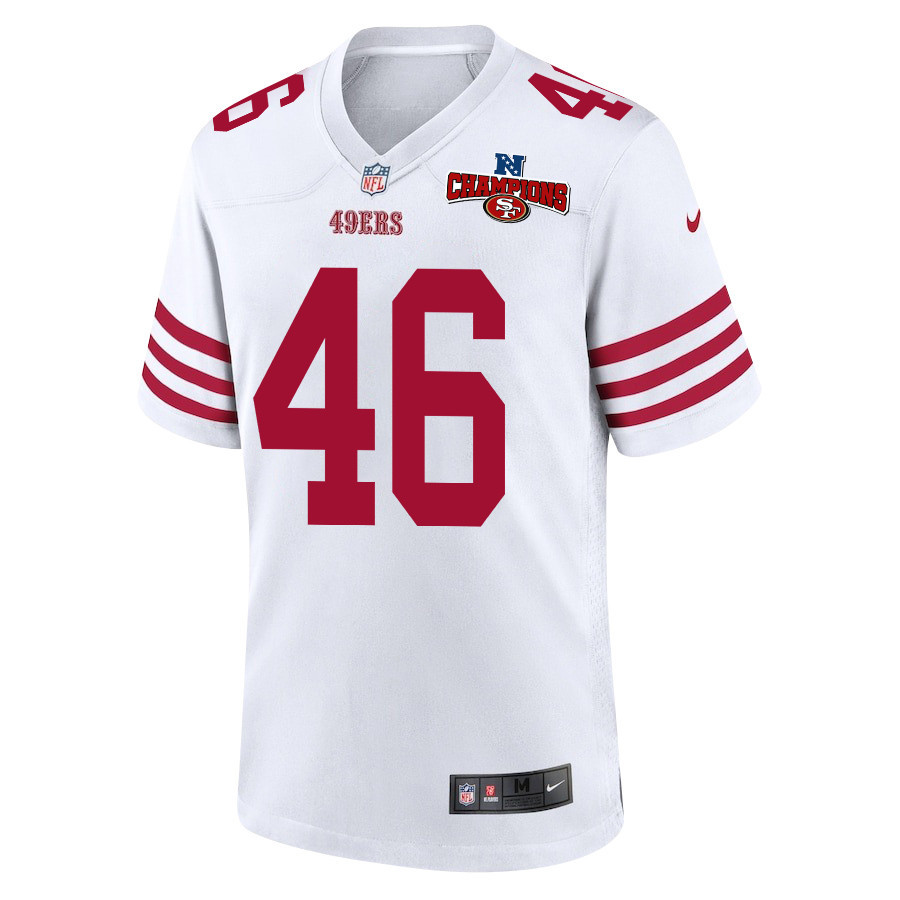 Alternative view of Taybor Pepper 46 San Francisco 49ers NFC Champions Patch Game Men Jersey - White JS4387 nicesnker
